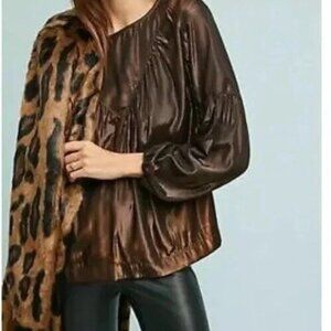 Anthropologie Amadi Metallic Copper Blouse l